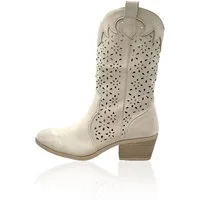 Nowaland Damen Sommerstiefel im modischen Cowboy-Stil Stiefel Seitlicher Reißverschluss-luftiges Cut-Out-Design-femininer Silhouette