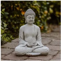 gartendekoparadies.de Gartenfigur Buddha in tiefer Meditation, Steinfigur, H. 30 cm, 6 kg, Frostsicher