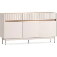 Lomadox Sideboard DINAR-131, kaschmir matt Eiche-Dekor 154 cm breit Metallfüße grifflos modern