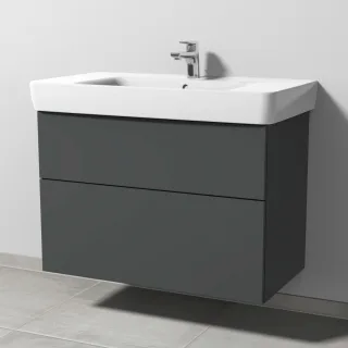 Sanipa 3way Waschtischunterbau zu Geberit Renova Plan Waschtisch mit 2 Auszügen, Anthrazit-Matt SM88022