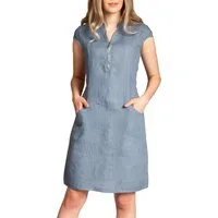 Caspar Sommerkleid SKL040 knielanges Damen Leinenkleid mit Reißverschluss Ausschnitt Luftig leicht, figurumspielende Form, mit seitlichem Jersey-Einsatz