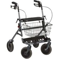 Dietz GmbH Rollator Dietz FAKTO+ Standardrollator faltbar grau mit Korb, Pannensichere PU-Bereifung, Tablett, Korb und Stockhalter