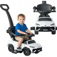 COIL Rutscherauto Babyrutscher, Kinderauto, Schiebeauto, 3in1, mit Druckgriff, interaktives Lenkrad, Musik- und Hupenknöpfe, ab 12 Monaten