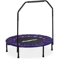 relaxdays Fitnesstrampolin Trampolin mit Haltestange Ø 102 cm, lila, 102 cm