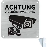 LuxusKollektion Warnschild Warnschild Achtung Videoüberwachung 15x15cm Selbstklebend 15*15 Silber