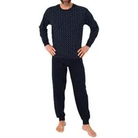 Normann Pyjama Normann Herren langarm Schlafanzug mit Bündchen in edler Optik
