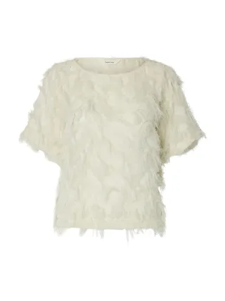 selected women - SLFMYLINE SS BOAT NECK TOP B Egret - Gr. - 34