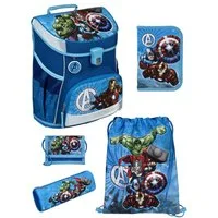 Scooli Schulranzen Campus Fit Avengers Schultasche, ab 1. Klasse, 980 Gramm, 18L Fassung (Grund-Set, 5-tlg., mit gefüllter Federmappe), leicht, ergonomisch, robust