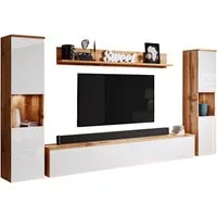 OTTO home Wohnwand PARIS, Vitrine Türanschlag links/rechts wechselbar, (Komplett-Set, 4-St), grifflose Design, stehend und hängend montierbar