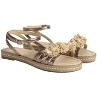 Desa Damen-Ledersandalen – Komfortabler flacher Absatz, verstellbare Schna Slipper
