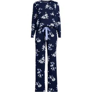 Gemustertes Pyjama-Set aus Baumwoll-Jersey für Damen in Petite-Größe, Damen, size: petite, Rot, Elasthan/Baumwoll-Mischung, by Lands' End