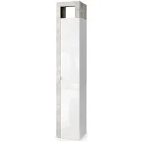 welltime Hochschrank Hamburg Höhe 195 cm, Breite 35 cm, Badezimmerschrank mit 1 Tür, dekorativer Rahmen, offenes Fach, Metallgriff, 5 Einlegeböden