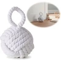 LS-LebenStil Bodentürstopper Boden Türstopper Malmö 23cm Weiß 1,3kg Jute Knoten Tragegriff Türpuffe (Handgearbeitet Bodenstopper Türpuffer Türhalter Türsack Türkeil Tür Stopper Sack Fensterstopper Boden Stopper Buchstütze, 1 St)