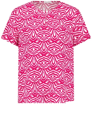 GERRY WEBER Collection - Fließende Kurzarmbluse mit Allover-Dessin pink - Gr. - 38