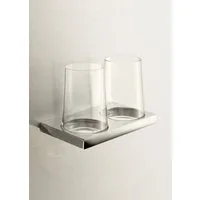 Keuco Zahnputzbecher Edition 11 mit 2 Kristallgläsern und Wandhalterung aus Metall, (Komplett-Set), vechromt, Made in Germany, Wandmontage, inkl. Schrauben und Dübel