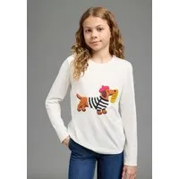 KIDSWORLD Langarmshirt Shirt mit Frottee-Applikation: DACKEL Langarm, Basic-Stil, mit modischen Aufnähern und Badge