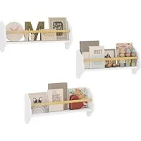 Woltu Kinderregal, 3-tlg., Kinderbücherregal Wandregal aus Kiefernholz MDF
