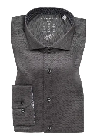 ETERNA - Performance Shirt Natté-Stretch Langarm anthrazit - Gr. - 38/Langarm - 67cm
