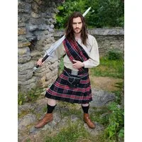 Vehi Mercatus Wikinger-Kostüm Schottenrock, 8 Yard Kilt, Black Stewart Tartan