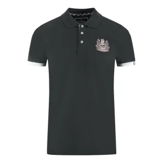 Aquascutum Schwarzes Polohemd mit Marken-Kragen