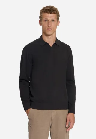 No Excess - Pullover Polo V Melange Dark Brown - Gr. - M