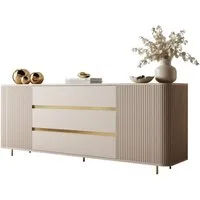 ALLHOUSE24 Kommode MIRACLE Sideboard Sandbeige mit Rillenfronten und abgerundeten Seiten (1x Kommode), Breite 180 cm
