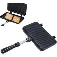 FOUORTUNATE-BEE Sandwichmaker Sandwichmaker Doppelseitige Pfanne Antihaft Toastpfanne Küche, Für Waffeln Toast Steak Camping Tragbare Grillpfanne Haushalt