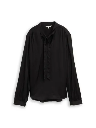 Tom Tailor - Bluse mit Schleifen-Kragen deep black - Gr. - 38