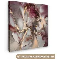 OneMillionCanvasses® Leinwandbild Gold - Marmor - Lila, Fotodruck (1 St), Wandbild, Deko Schlafzimmer Wohnzimmer Flur 20x20 cm
