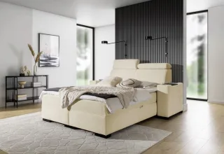 Boxspringbett Bett NESTOR 180x200cm Set.1 in Stoff Dress Me Beige