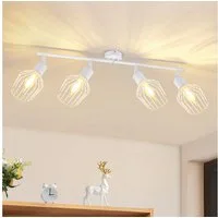 ZMH Deckenleuchte Wohnzimmer Schwarz/ Weiß 4 Flammig Deckenstrahler Drehbar 350° Flur, Metall Retro Deckenstrahler 90° Drehpunkt, ohne Leuchtmittel, IP20 Staubgeschützt