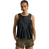 Imily Bela Tanktop Damen ärmelloses Oberteil mit Rundhals V-Form-Design Falten Casual Top (Packung, 1-tlg., 1per-Pack) mit Rüschen in Unifarbe
