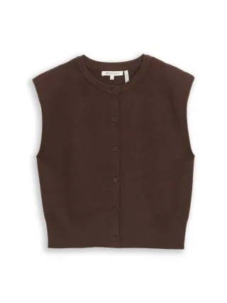 TOM TAILOR Denim - Strickweste mit Knopfleiste braun - Gr. - L