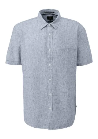Q/S designed by - Regular Fit: Leinenmix-Hemd blau - Gr. - M