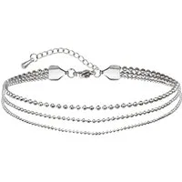 viva-adorno Fußkette Edelstahl Fußkettchen Armkette Damen Armband Damenarmband, Länge verstellbar Dreifachkette Kugelkette