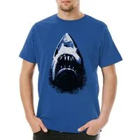 Urban Backwoods Print-Shirt Shark Face Herren T-Shirt Hai Jaws Sharks Geek Nerd Haifisch Weiße (1-tlg) Hunger White Kiefer Zähne