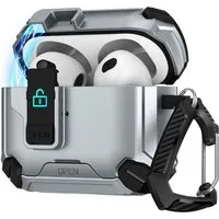 CoolGadget Kopfhörer-Schutzhülle Defender Hülle für Apple AirPods 4 magnetisch mit Karabiner, 360° Full-Body Case Schutzhülle Handy Standfunktion magnetisch ladbar