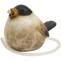 finehomegarden Teichfigur Wasserspeier Vogel und Pumpe braun-natur Steinzeug Wasserspiel 1, (1-St), 6x11cm H13cm für Miniteich, Wasserschale, Terrasse & Balkon