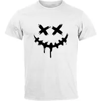 Neverless Print-Shirt Herren T-Shirt Bedruckt Techwear Fashion Streetstyle Smiling Face mit Print