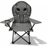 Mojawo Klappstuhl Kinder Anglersessel Dunkelgrau mit Getränkehalter und Tasche Elefant