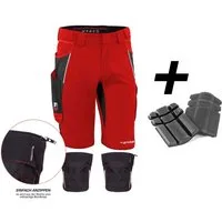 Qualitex Workwear Arbeitsshorts HANDWERKER-BUNDLE IRON Shorts + Kniepolstertasche inklusiv Kniepolster (3-tlg) modern kurze Arbeitshose - 13 Taschen - Strapazierfähig - Atmungsaktiv