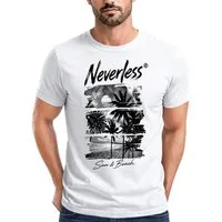 Neverless Print-Shirt Herren T-Shirt Frontprint - Sun & Beach - Baumwollshirt Männer mit Print