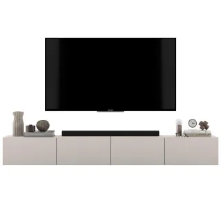 Meble Lindner Tv-Lowboard, Kaschmir, Holzwerkstoff, 4 Fächer, Rechteckig,Rechteckig, 240x30x35 cm, Wohnzimmer, Wohnwände, Lowboards, Lowboards stehend