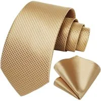 LuxusKollektion Krawatte Krawatte Herren Hochzeit kariert Einstecktuch Blumen Set Gold