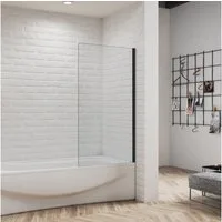 Duschparadies Badewannenaufsatz 140cm Duschwand Aufsatz Duschabtrennung Badewanne Trennwand, 6mm ESG klares Sicherheitsglas, Breite70cm,Breite75cm,Breite80cm,Glas