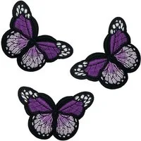maDDma Aufnäher 3 Schmetterling Aufbügler, Applikation, 48x70mm, freie Farbwahl, lila