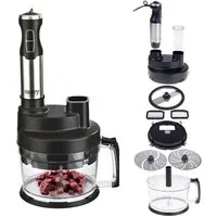 Camry Handmixer CR 4623 Multifunktions-Mixer-Set Stabmixer Set mit Schneebesen, 1600 W, Kartoffelstampfer, Würfelschneider, Reibe, Schwarz Silber