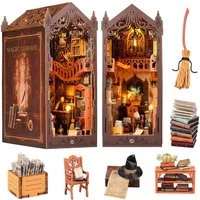 FANNOU Buchstütze Book Nook Kit for Adults, Magische Zauberbibliothek mit LED Licht (1 St), DIY Miniature House,3D Wooden Puzzle,Bastelgeschenk für ab 14 Jahren