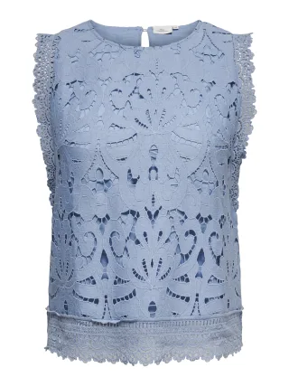 ONLY CARMAKOMA - CARGELINA S/L O-NECK TOP WVN Faded Denim - Gr. - 46