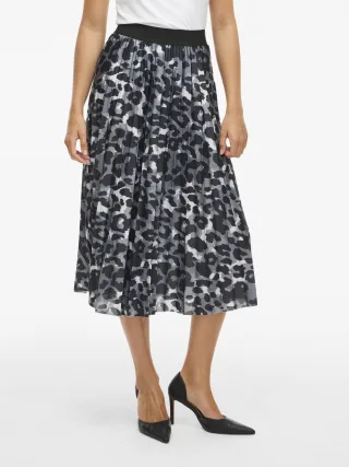 VILA - VINITBAN PRINT MIDI SKIRT - NOOS Glacier Gray - Gr. - L